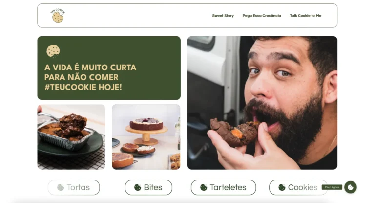 Site para Teu Cookie, empresa de Niterói